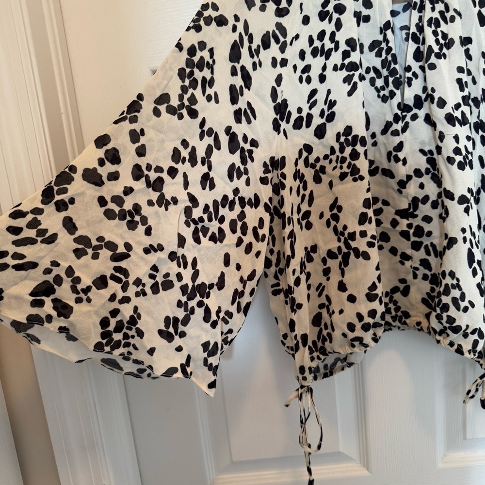 Sheer Leopard Print Blouse - 100% Viscose, Size P, Button-Up, Long Sleeve - Picture 2 of 14